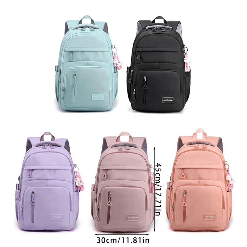 Versatile Student Nylon Backpack for Girl School Bag with Laptop Compartment