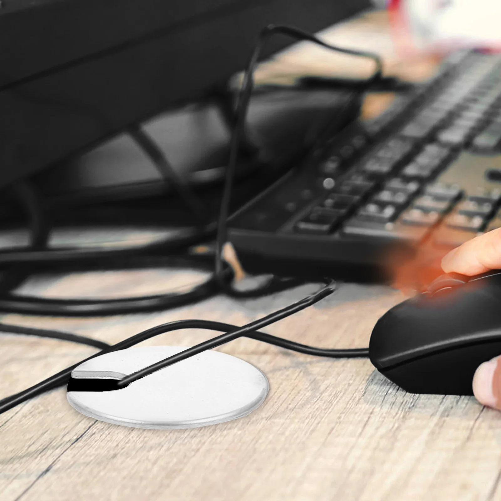 

2Pcs Round Cable Hole Plug Cord Organizer Desktop Wire Hole Cover Zinc Alloy Decorative Desk Grommet for Office Study