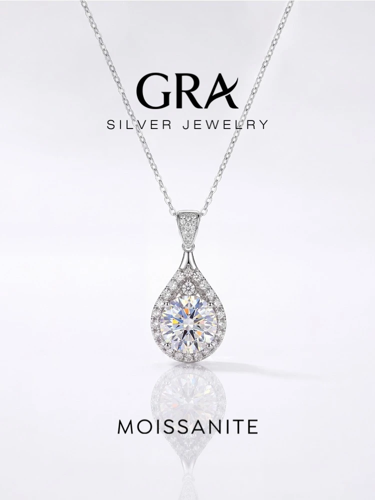 Gra Luxus 5ct d Farbe Moissan ite Diamant Wasser tropfen Halskette für Frau 925 Sterling Silber Kette mit Zertifikat edlen Schmuck