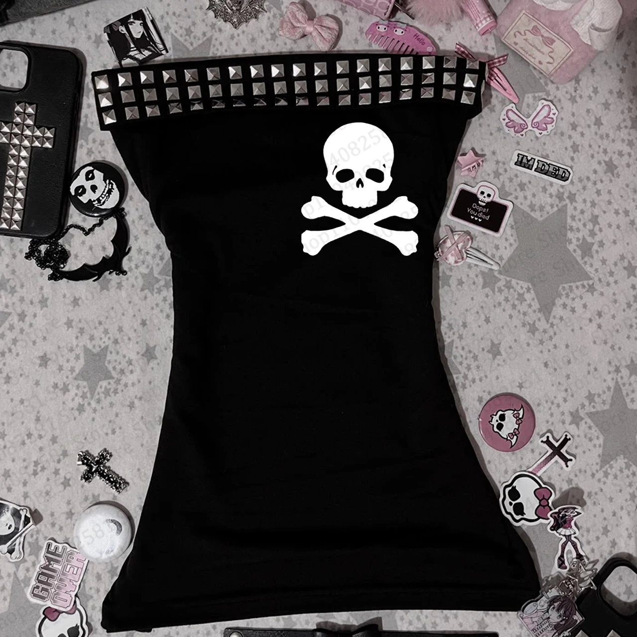 Gothic hip-hop streetwear Y2k t-shirt sexy crop top Harajuku casual vest sleeveless slim fit vest Grunge cool girl crop top