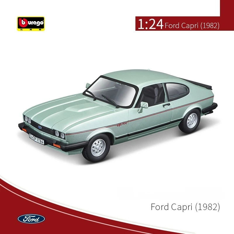 Bruago-Ford 1600gt (1982), modelo de coche de aleación de fundición a presión, verde, decoración estática, regalo de juguete para niños, 1:24