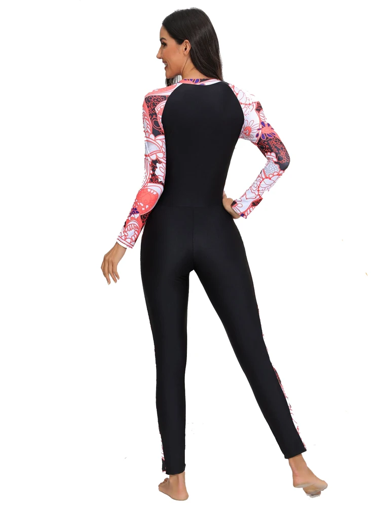 Lycra Wetsuit Women Surfing Suit One Piece Swimwear Long Sleeve Swimsuit For Snokeling Full Body Bathing Suit With Zipper