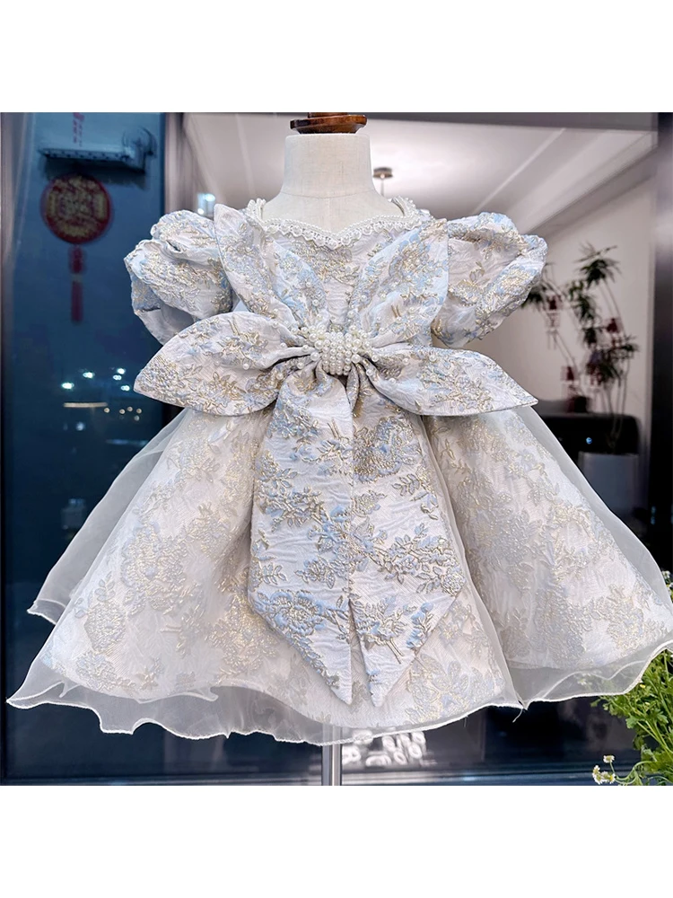 Flower Girls Dresse Baby girl's one year old dress, new Chinese style dress for girls' one-year birthday party, children's dress