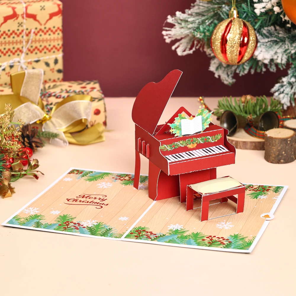 Weihnachtsgrußkarte mit Klavierdesign