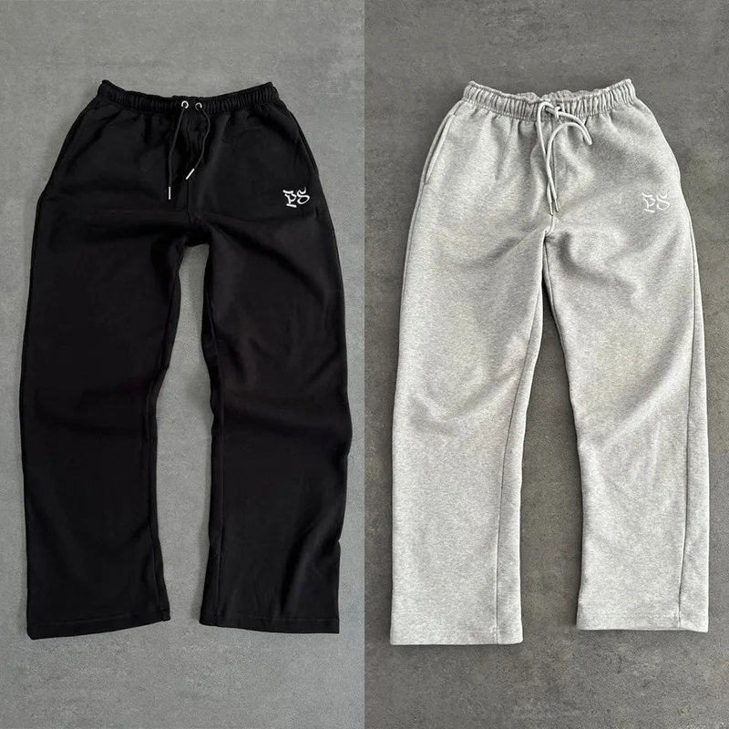 

Свободные мужские красные спортивные штаны с вышивкой, повседневные удобные хлопковые брюки, молодежные брюки на подкладке Thiened Fce