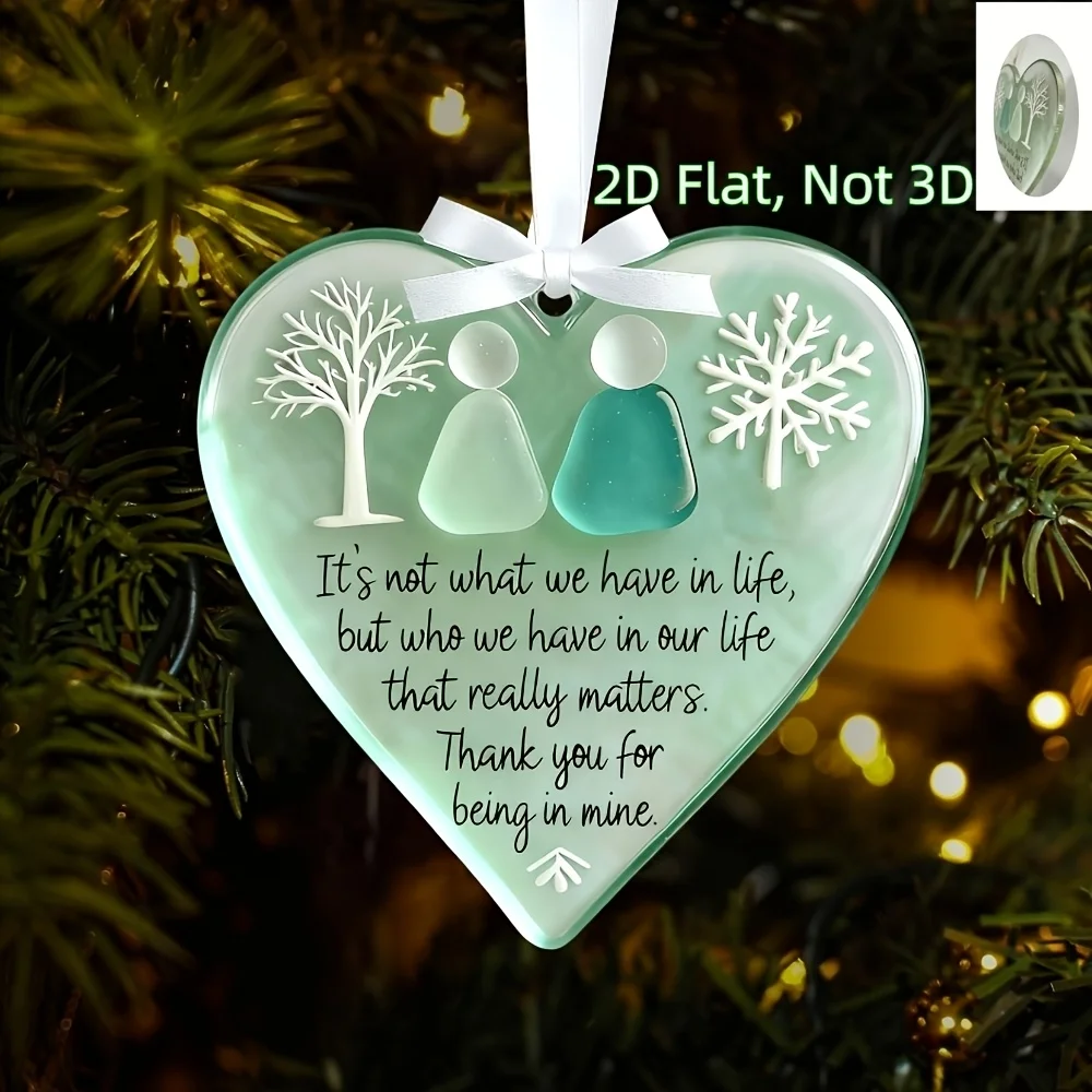 15pcs 2D Flat Acrylic Friendship Hanging Decoration-Emotional Quote Pendant, for Christmas Tree Decoration, Gifts for Friends