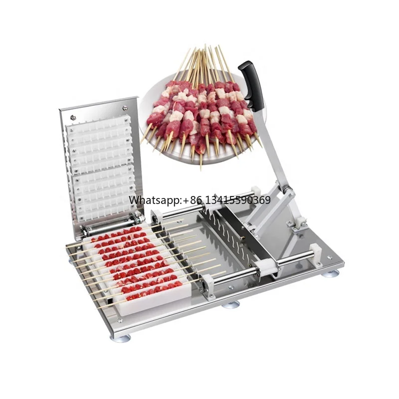 

Premium Quality 10 Skewers Lever Type Manual Meat Kabab Skewer Machine