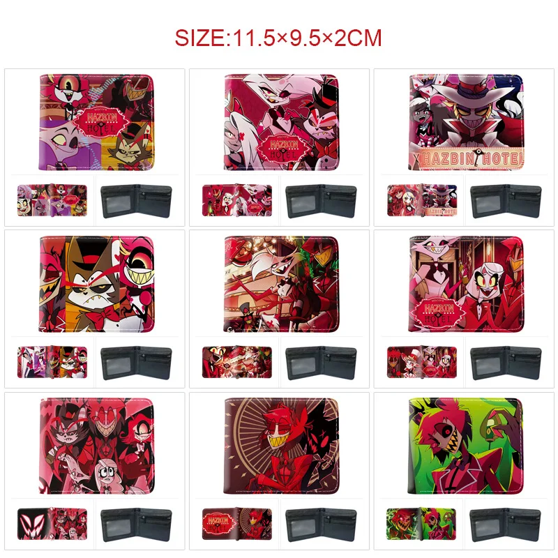 Hazbin Hotel Cartoon Children Short Wallet Portable Anime Printed Pu Purse Bag Card Holder Bus Credit Card Coin Storage Bag Gift