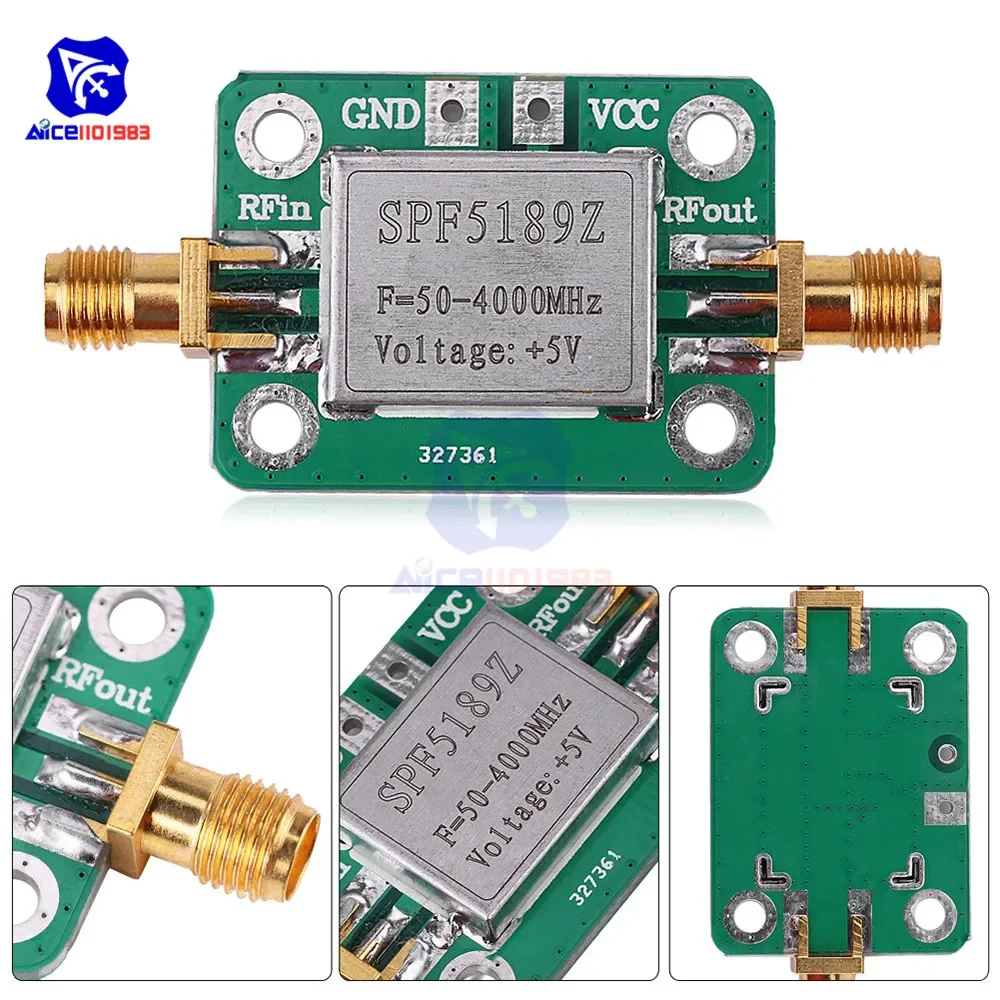 LNA 50-4000MHz RF Low Noise Amplifier Module SPF5189 0.6dB Wide Band Amplifier Board Signal Receiver for FM HF VHF/UHF Ham Radio