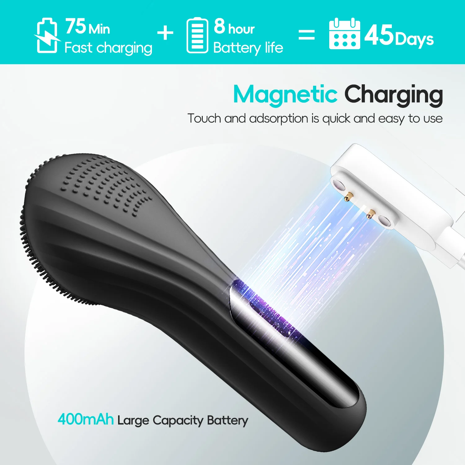 Facial Cleansing Brush Rechargeable Waterproof Scrubber Exfoliating Vibrating Heat Deep Clean Portable Face Cleaner Skin Care