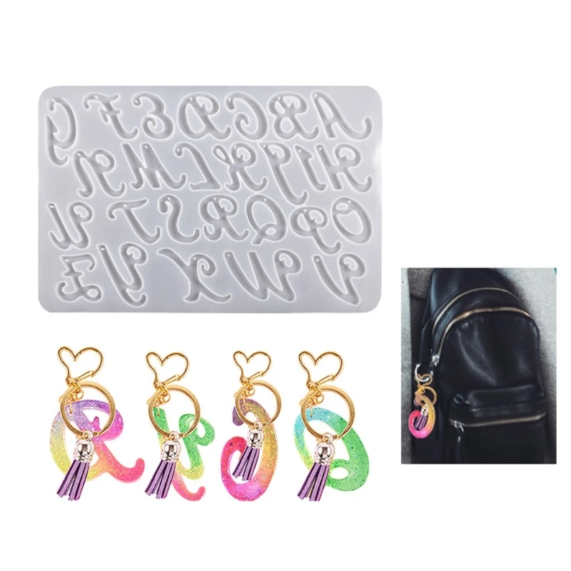 Diy Crystal Resin Drop Alphabets English Word Pendant Keychain Silicone Mirror Handmade Mold Halloween Jewelry