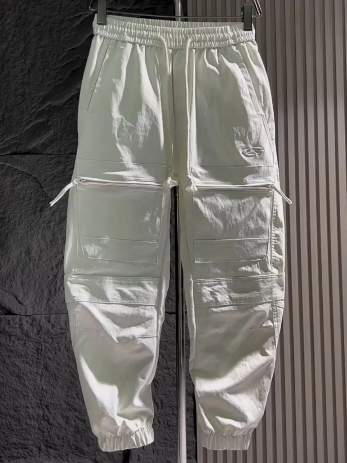 

Men's Casual Harlan Pants Loose Fit Cargo Trousers Autumn New Sle American Leisure Bent Knife Pants Pure Color Elastic Waist