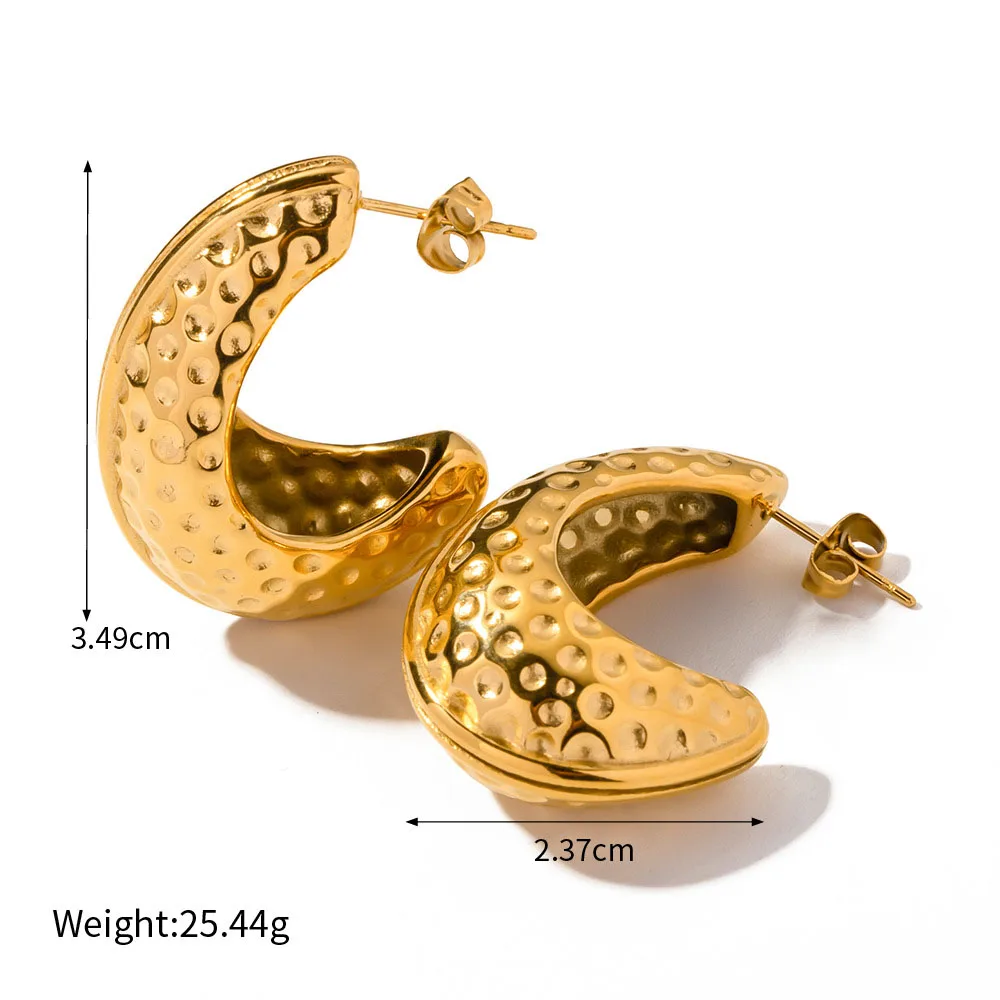 Stainless Steel PVD 18K Gold Plated Tarnish Rugged CC Hoop Earrings For Woman Jewelry Wholesale Trendy