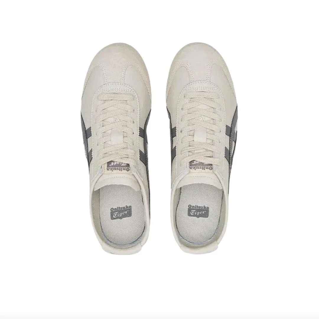 أحذية Onitsuka Tiger MEXICO 66 للرجال والنساء للتزلج، نمط الحياة، أحذية رياضية شعبية، أبيض/رمادي #4