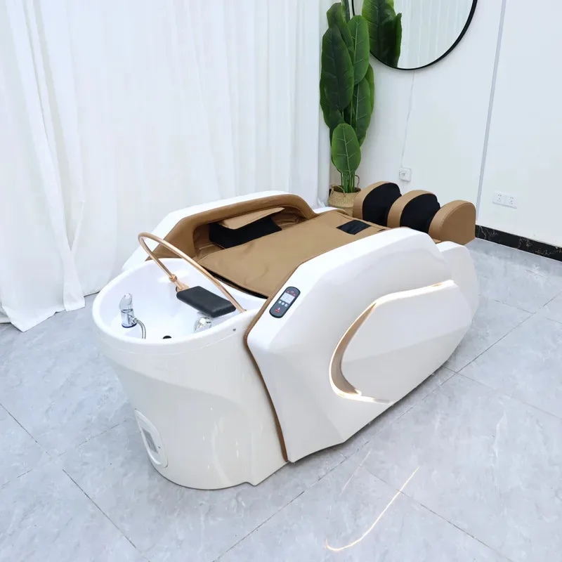 Affluent Area Barbershop Electric Massage Bed Hair Wash Beds Shampoo Bed High-end Hairdressing Hair Salon Commercial Furniture