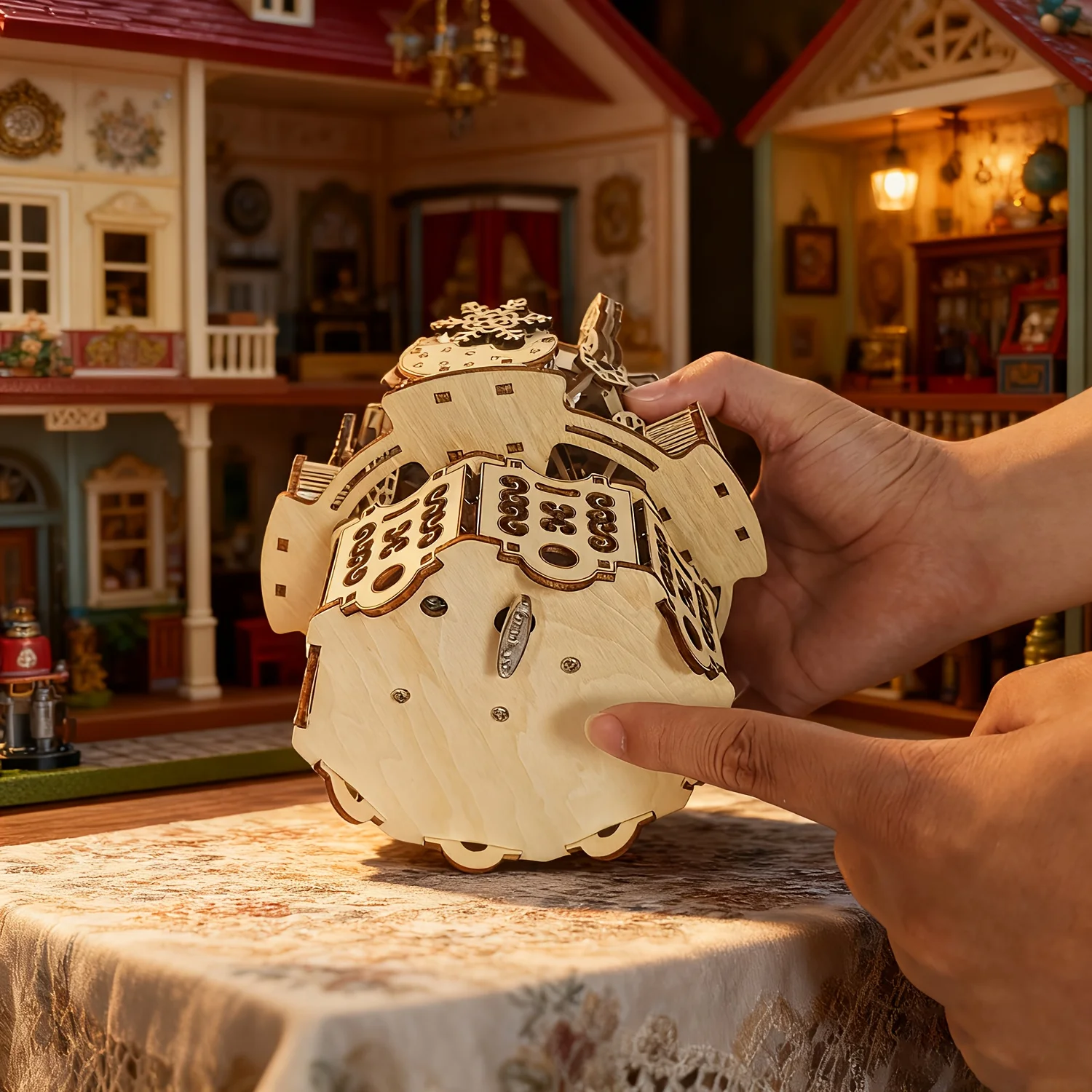 3D Christmas Music Box Wooden Puzzle, DIY Model Kit, Handcrafted Gift, Home Decor, Birthday/Valentine's Day Present