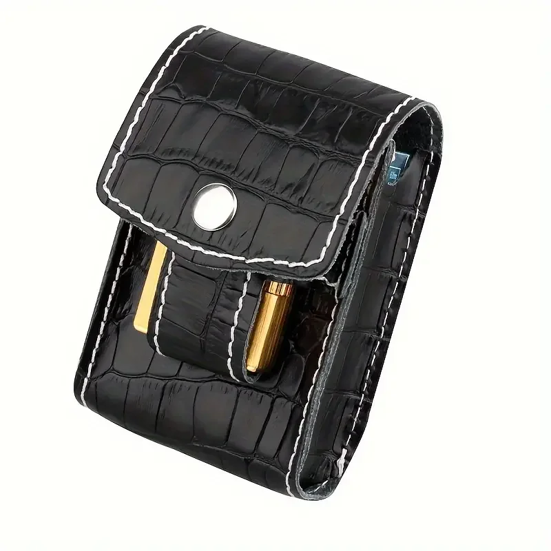 1pc Cigarette Box With Crocodile Pattern, Lighter Integrated Waist Hanging Cigarette Box, 20 Capacity Portable Cigarette Box