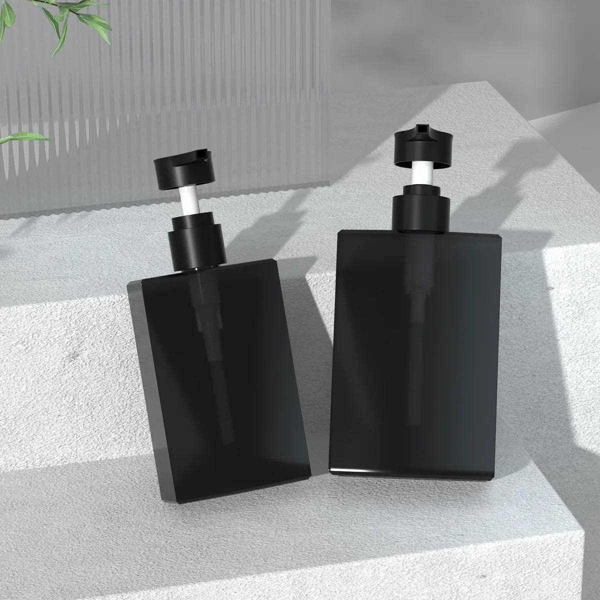 200ml 400ml Plastic Lotion Bottle Black Square Bottle Shampoo And Body Wash Bottle With Pump Cap Toiletries Containers Wholesale