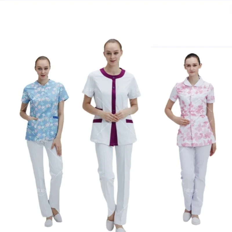 

Broken flower nurse uniform split set Scrub set summer thin Doctor Workwear Dental Hospital Clinic Nursing accessories outfits