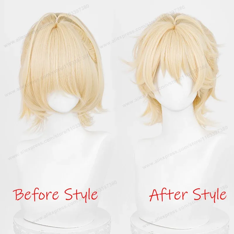 

Luka cosplay 30cm short golden milk synthetic hair men's wig heat resistant high-quality wigs;5'b,8.v;