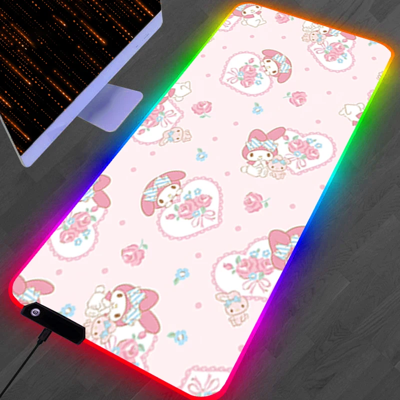 RGB LED Mouse Pad Computer Gamer PC Accessories Mousepad Rubber Extended Pad Non Slip Desk Mat M-my M-melody Laptop Keyboard Pad