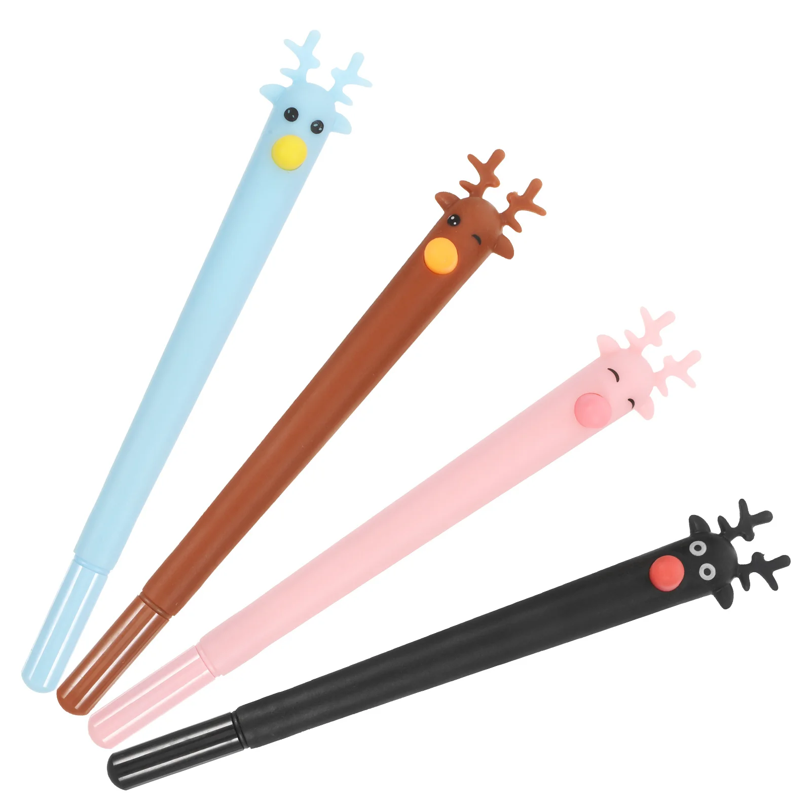 

4pcs Christmas Deer Shaped Ballpoint Pen Blue Ink Mini Cartoon Pen For Kids Students Office School Plastic Creative