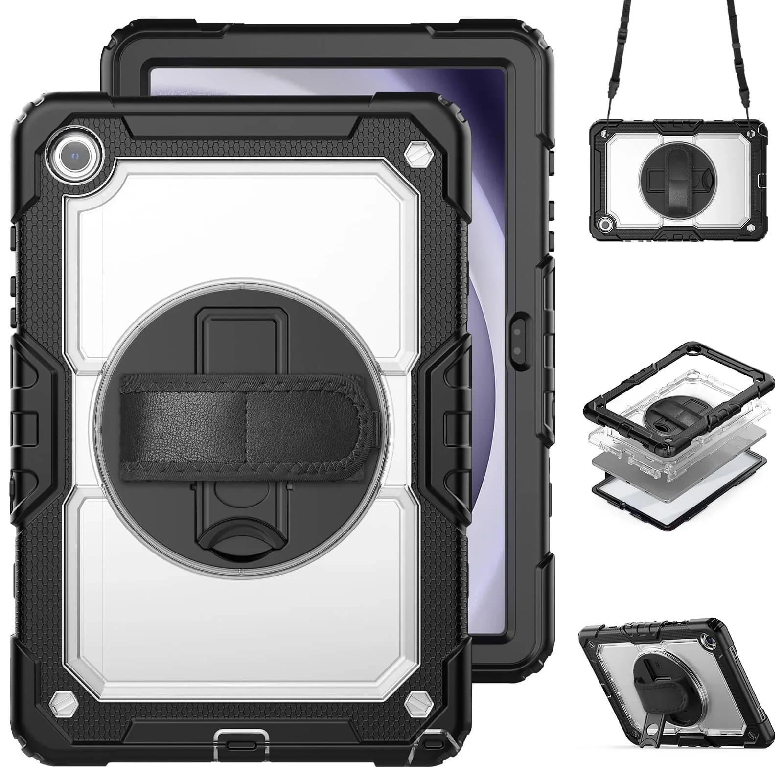 For Samsung Galaxy Tab A11 Plus Tab A9 Plus - Heavy Duty Protective Cover with Screen Protector, Shoulder Strap & Pencil Holder