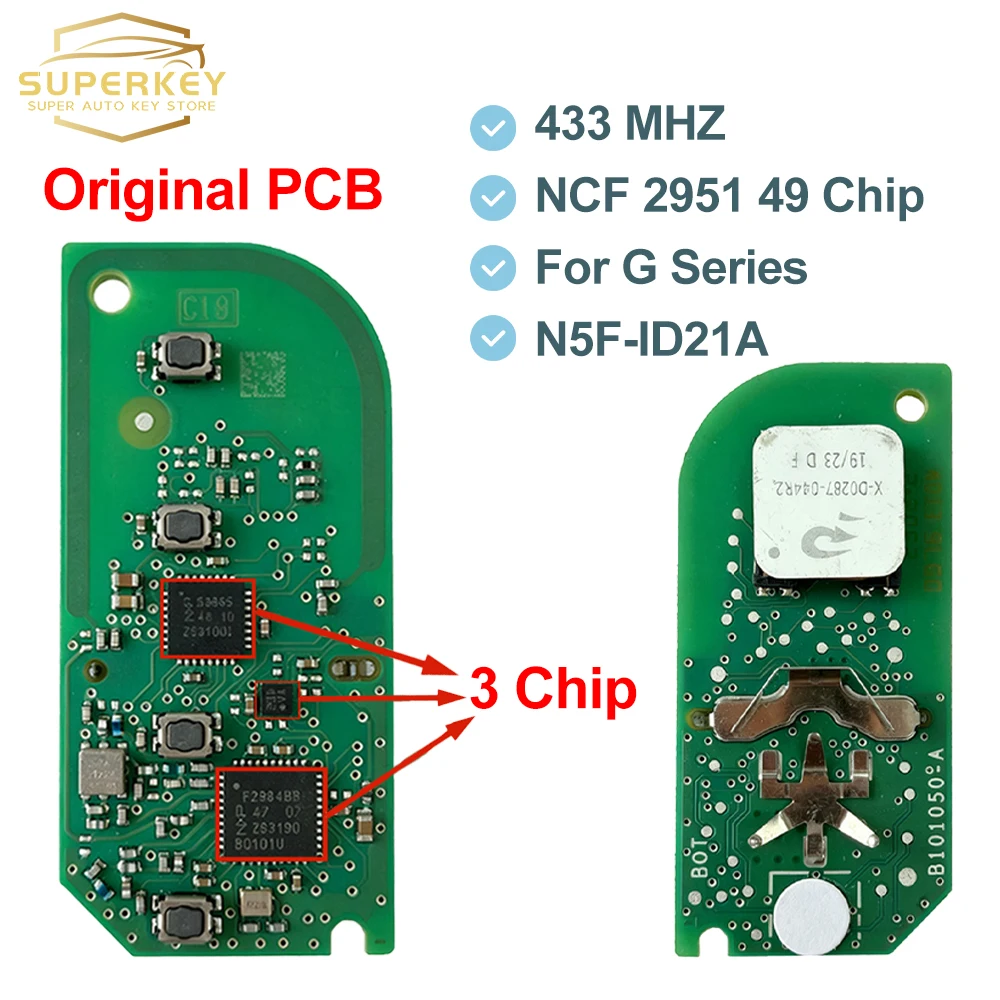 433 MHz ID49 Chip Original PCB N5F-ID21A Remote Car Key for BMW 3 5 6 7 X3 X5 X7 G Series G01 G02 G08 G11 G20 G30 G31 G32