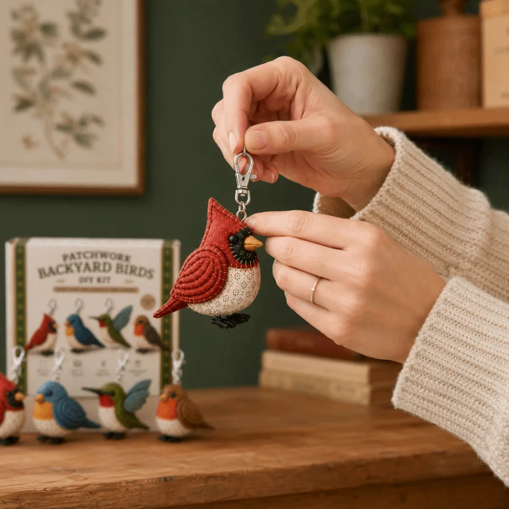 Pre-cut Fabric DIY Sewing Kit Easily Sewing Handcrafted Animal Keychain Kit Cartoon Animals With Guide Patchwork Keyring Kit