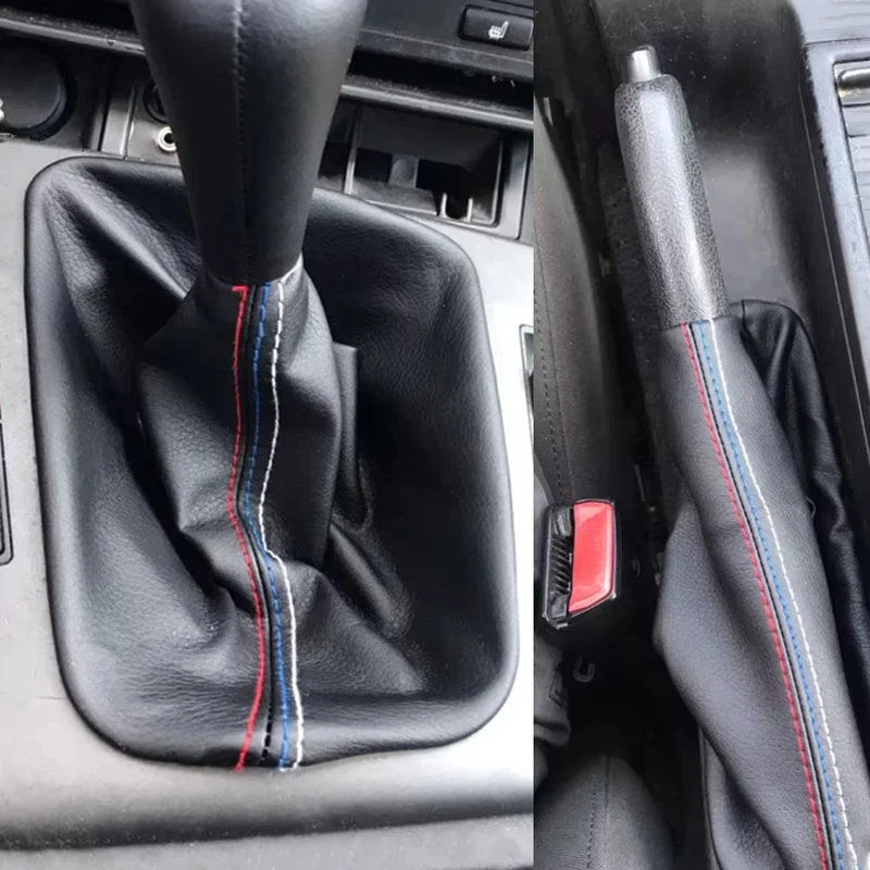 Car Shift Gear Stick Dust-proof Cover Handbrake Handle  PU Leather Faux Leather Cover for BMW E30 E36 E34 E46 Z3 Manual Models