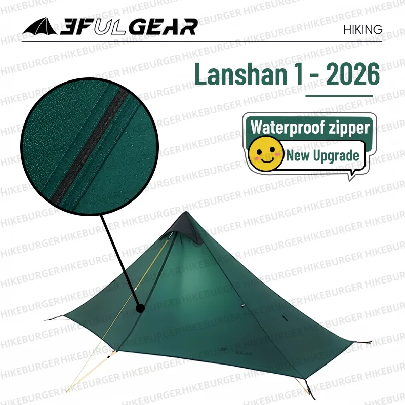 3F UL GEAR 2026 Lanshan 1 Tent Ultralight Outdoor Camping Poleless Tent T-zipper Door Waterproof Trekking Mountaineering
