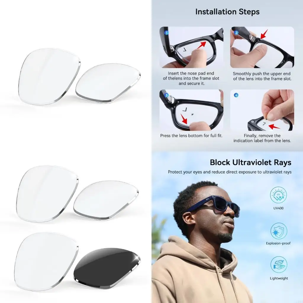 

Thin Shatterproof Interchangeable Lens Providing True Color View And Sunlight Adaptation Option