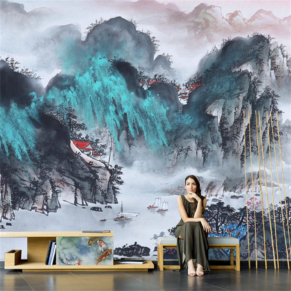 

Chinese wallpapers for living room background wall mural 3D relief landscape pine tree wall cloth film and television wall cloth