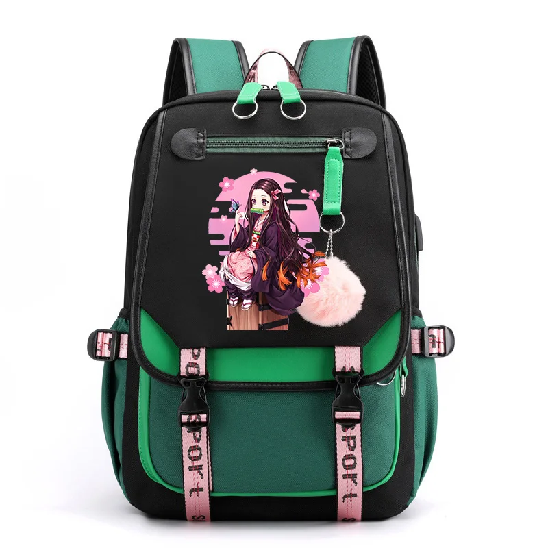 Mochila de Anime Kamado Nezuko para niñas, mochila escolar informal Demon Slayer, gran capacidad, viaje para adolescentes, novedad