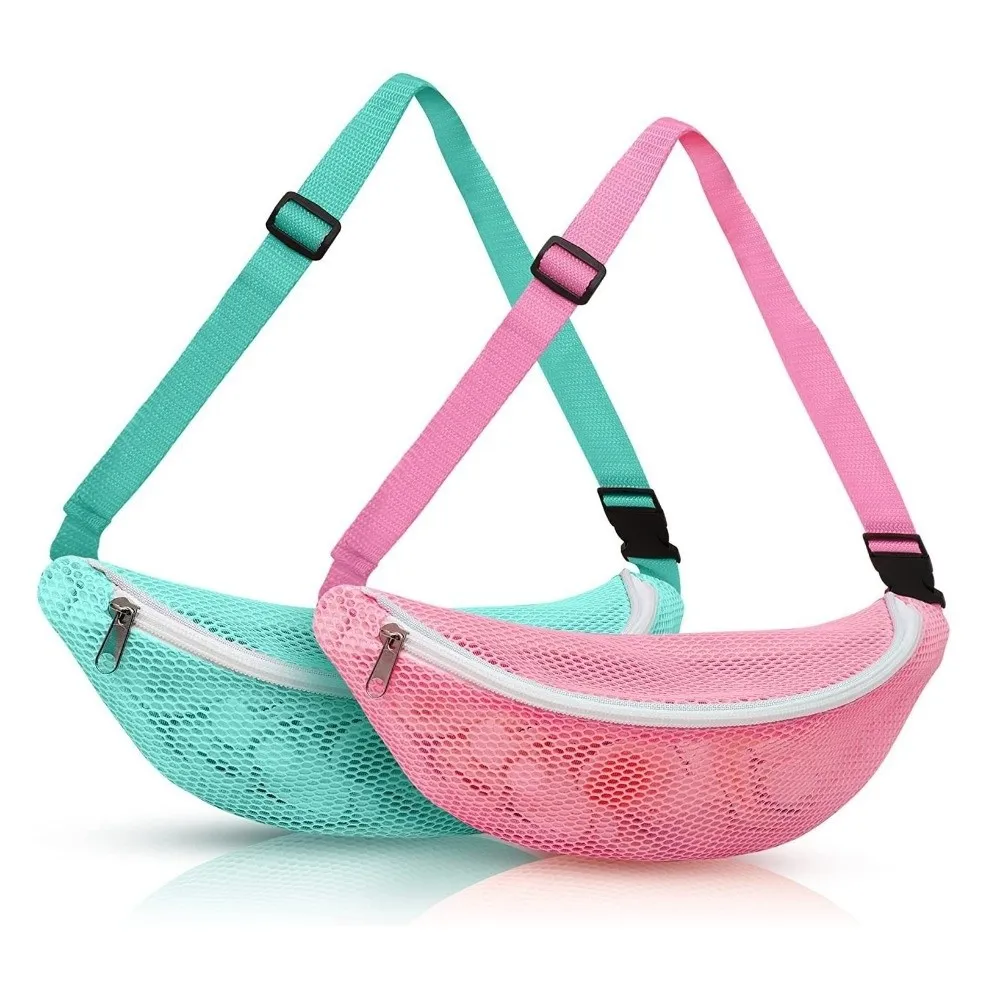 

Zipper Mesh Waist Pack Lightweight Adjustable Strap See Through Shoulder Bag PVC Portable Hollow Crossbody Fanny Purse Travel