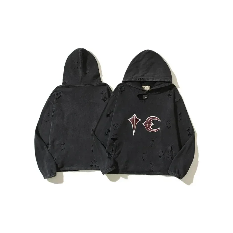

Autumn Y2k South Korean Hoodie, Starry Moon Patchwork Pattern, Worn-out And Damaged Hoodies, Men's Women's Hoodies 한국인 리뷰 많은 옷