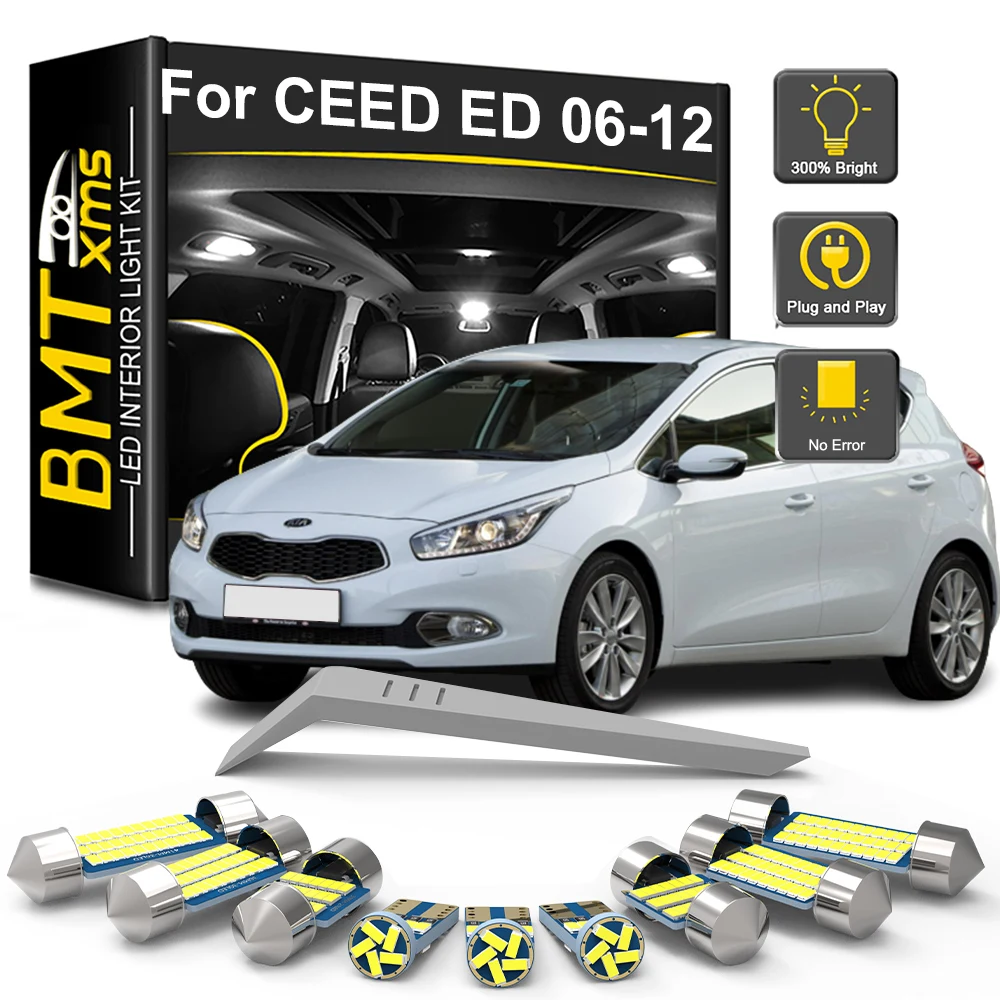 BMTxms 11pcs No Error For KIA CEED ED 2006 2007 2008 2009 2010 2011 2012 Car LED Interior Light Kit Dome Trunk Lamp Canbus