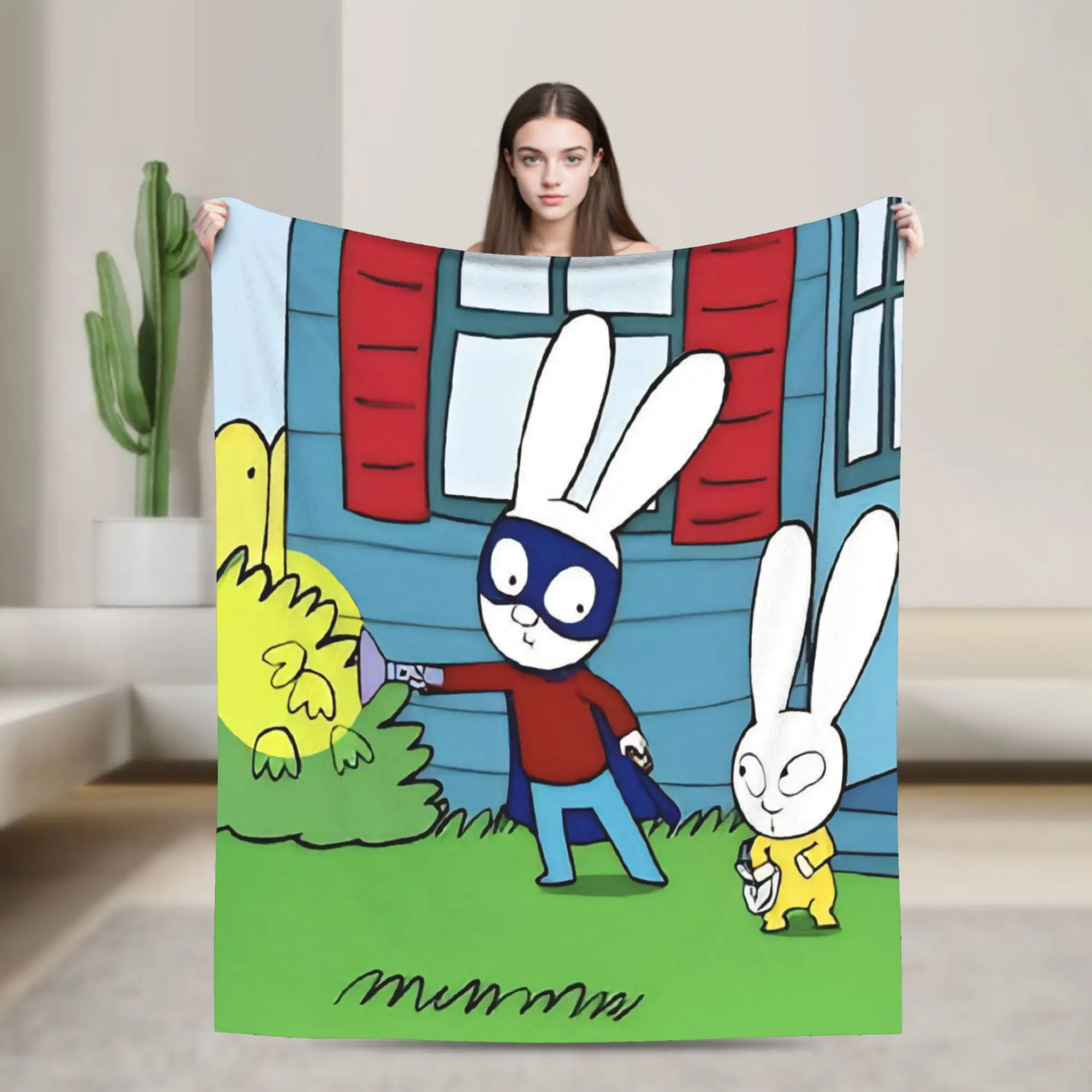 Simon Super Rabbit Blanket Lightweight Thin Flannel Comfort Gift  Throw Blanket Plush Thin Quilt
