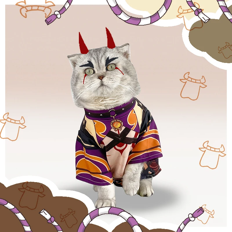 Anime Genshin Impact Arataki Itto Cute Little Cat Clothes Coat Cosplay Costume Accessories Take Photo Props Dog Pet Supplies