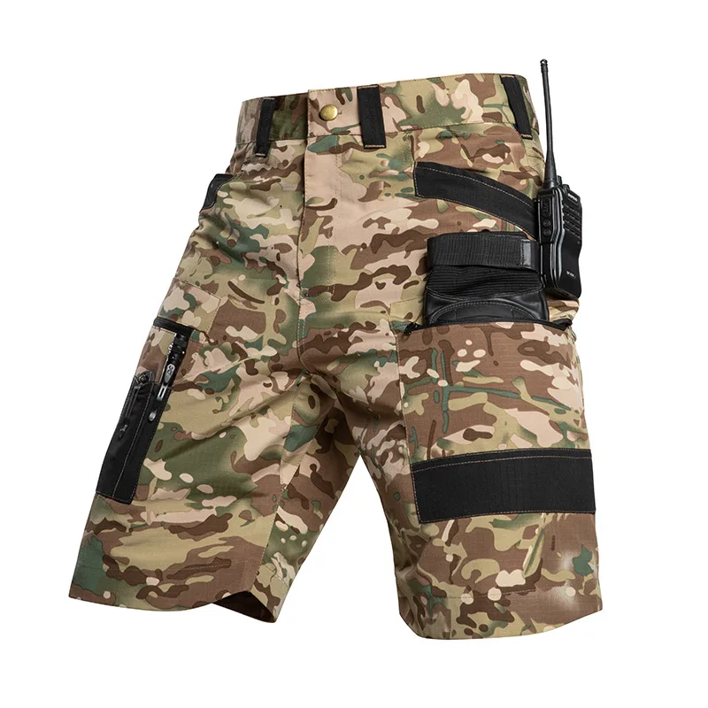 Men's Lightweight Tactical Cargo Shorts Ripstop Multi-Zipper Pocket Shorts Summer Quick Dry Outdoor Shorts for Hiking Camping