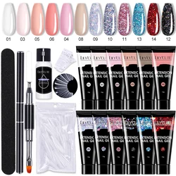 LILYCUTE-Juego de extensión de Gel para uñas, barniz de construcción de cristal acrílico, transparente, desnudo, rápido, 15ml