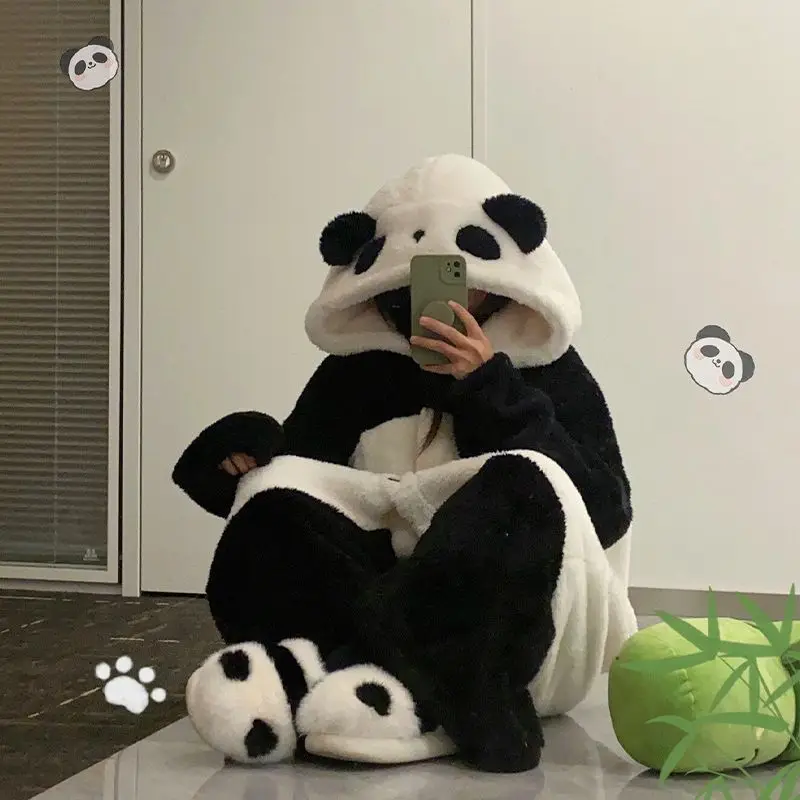 Halloween Cartoon Animal Costume Cartoon Flannel Sleepwear Cosplay Jumpsuit For Adults Nightgowns Thickened Warm Robes Pajamas