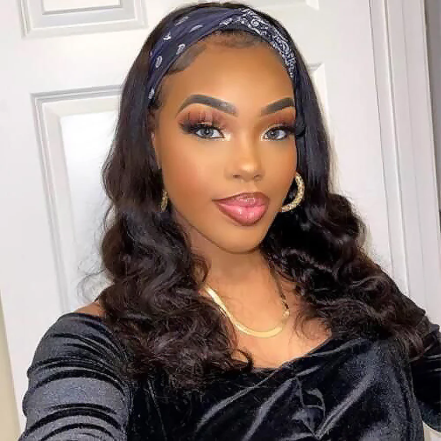 200/250 Dichte 30 Zoll Body Wave Stirnbandperücke aus Echthaar für schwarze Frauen – keine Lace-Front-Perücken, sofort tragbar, maschinell gefertigt, lockere Wellen