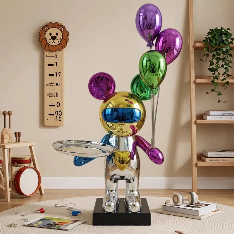 Sculpture d'ours créative, processus de graffitis et d'électroplaquage, figurine animale, accessoire de salon, décoration moderne pour la maison, artisanat, statue
