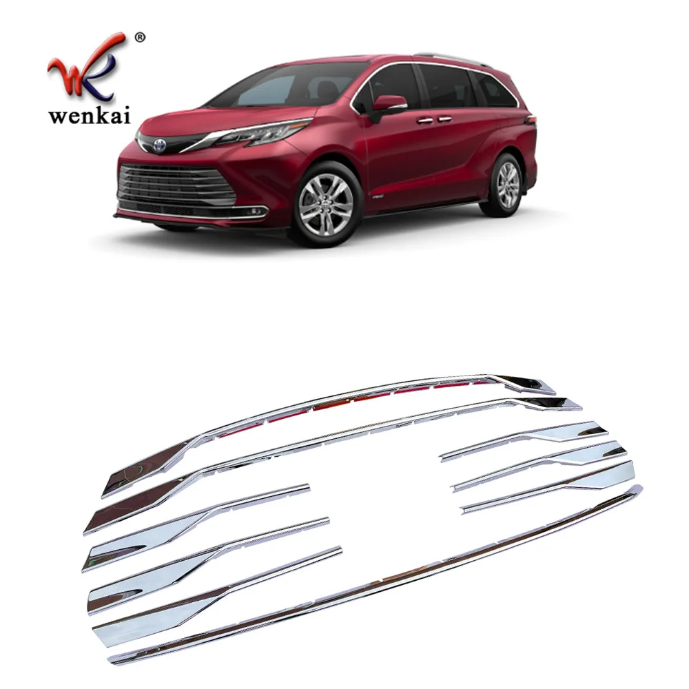 Accessories Car Black Door Edge Rear View Mirror Front Bumper Grille Tail Gate Trunk Trim Strip For Toyota Sienna/Granvia 2021 +