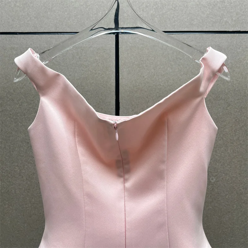 فستان نسائي جديد مثير بدون ظهر فستان قصير لخريف 2025 من الساتان بقصة ضيقة بدون أكمام تنورة قصيرة فساتين الحفلات فساتين السهرة #4