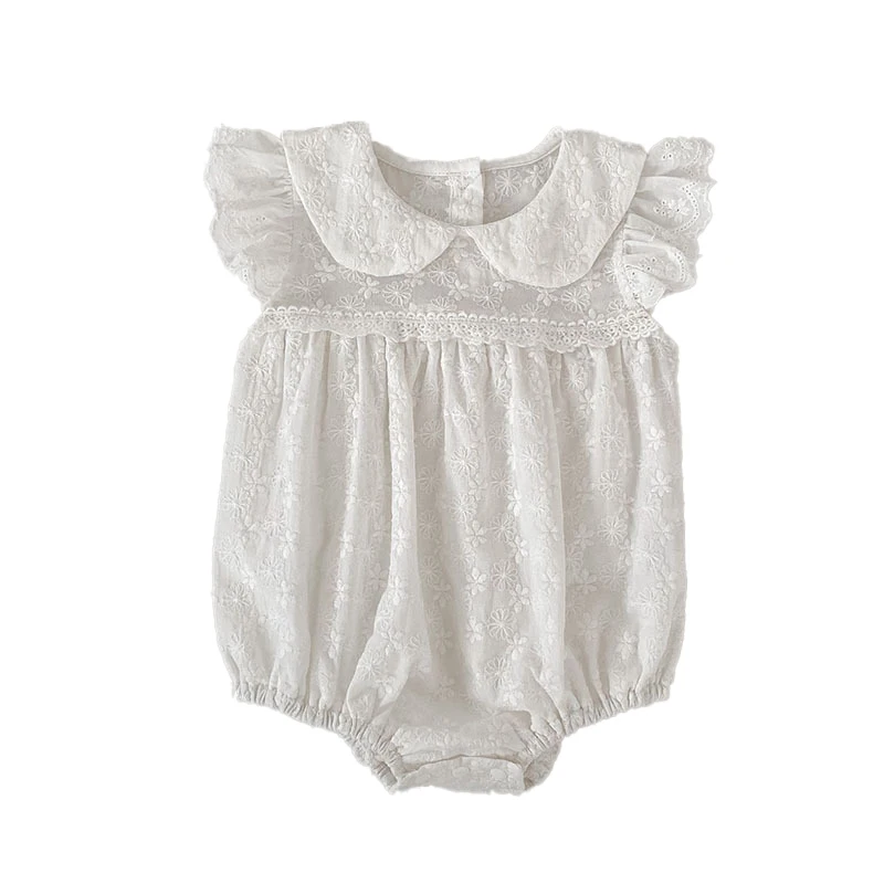 2026 Neuer Sommer 0-24M Baby Mädchen Kurzarm Baumwolle Weißer Strampler 2-6 Jahre Kinder Prinzessin Süßes Stickerei-Kleid Schwesterkleid – Detail 32