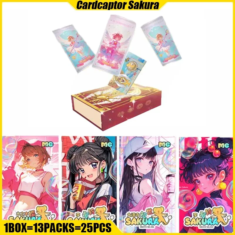 JIXI Cardcaptor Sakura Cards KINOMOTO SAKURA Anime Collection Cards Mistery Box Board Game Toy Birthday Gifts for Boys and Girls