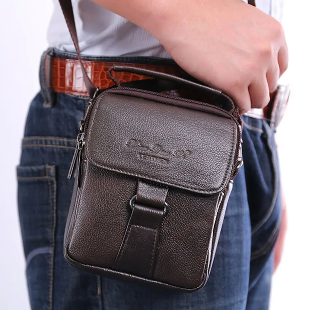 Men Small Crossbody Shoulder Messenger Bag Handbag Pouch Genuine leather Male Real Cowhide Hip Fanny Pack Belt Waist Bag Purse