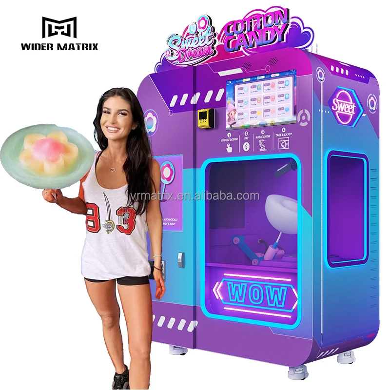 Factory High Quality Commercial Latest Colorful Clouds Roll Pink Floss Flower Automatic Cotton Candy Vending Machine
